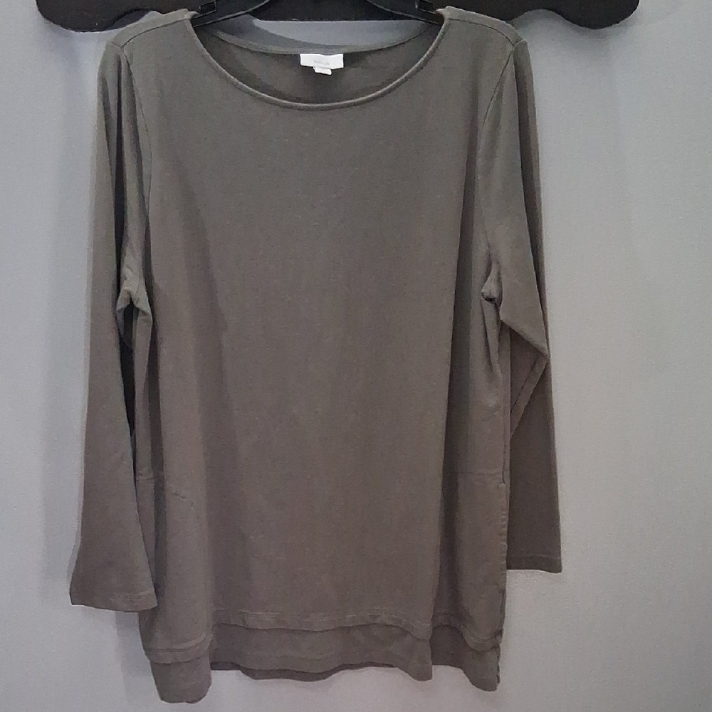 J. Jill Pima Cotton Women's Gray Long Sleeve Tunic XL Top